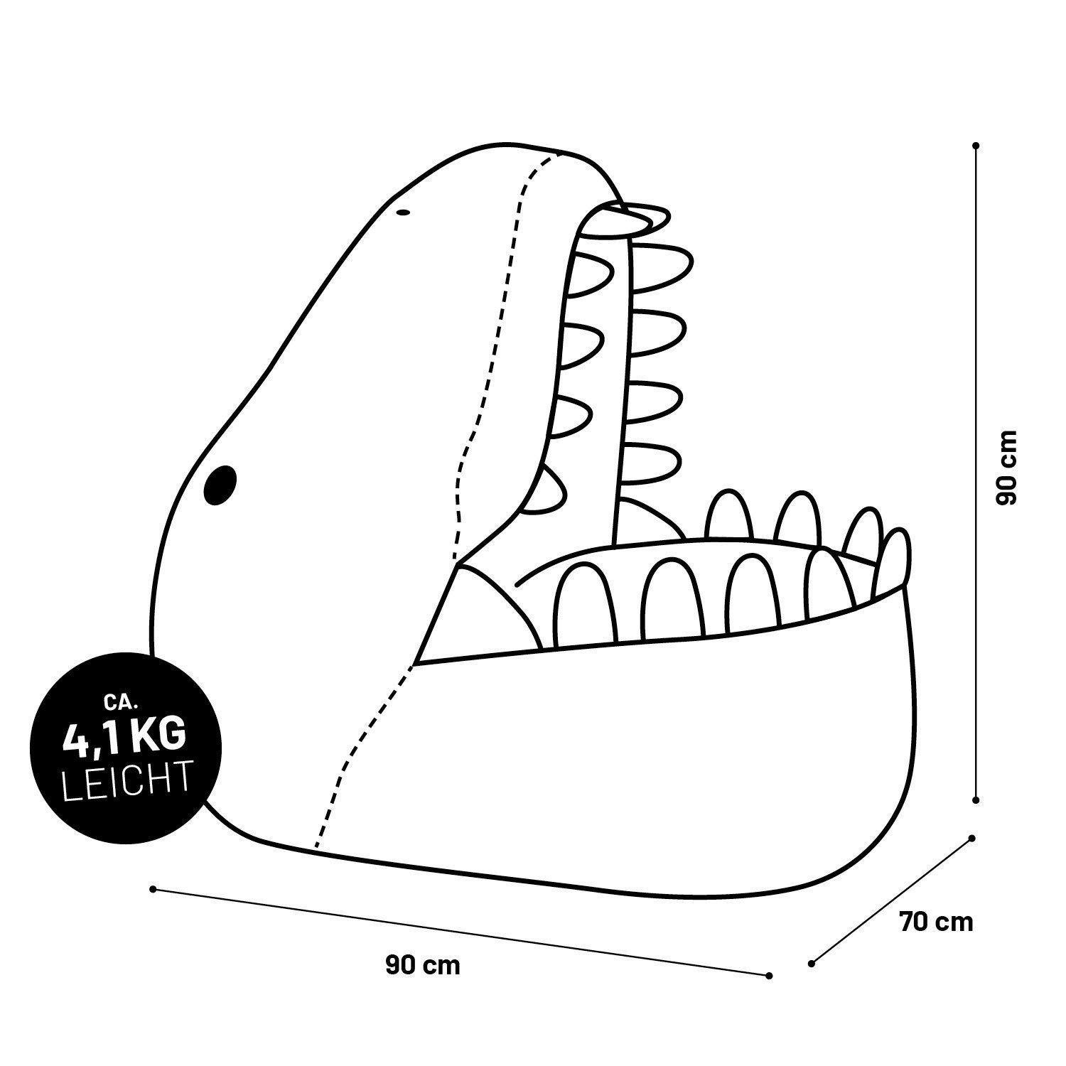 Lumaland Sitzsack Kinder Dino Kissen pflegeleicht, Kuschelsitzkissen, Zauberversteck Kindersitzsack), 90x90x70 Kinderzimmer, Grün cm (1x Pastell