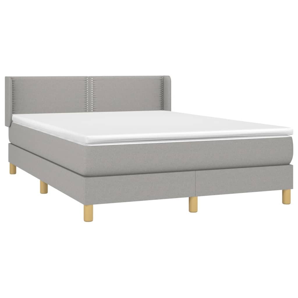 Bett Boxspringbett mit Matratze Hellgrau 140x200 cm Stoff