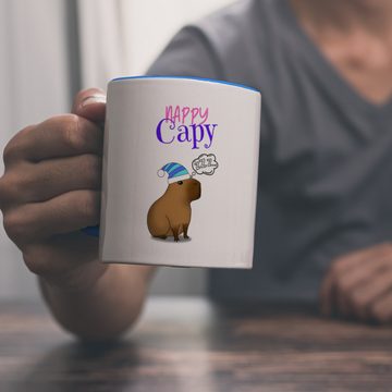 speecheese Tasse Nappy Capy Kaffeebecher in hellblau mit müdem Capybara