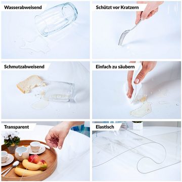 ANRO Tischdecke Tischschutzfolie Tischschutz PVC 2mm (1-tlg, 90G-Kante - GERADE), Transparent Glatt Breite 60-80cm für Beistelltisch Couchtisch Esstisch