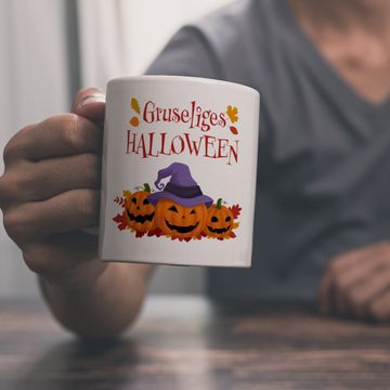 speecheese Tasse Gruseliges Halloween Kaffeebecher mit grinsenden Kürbissen