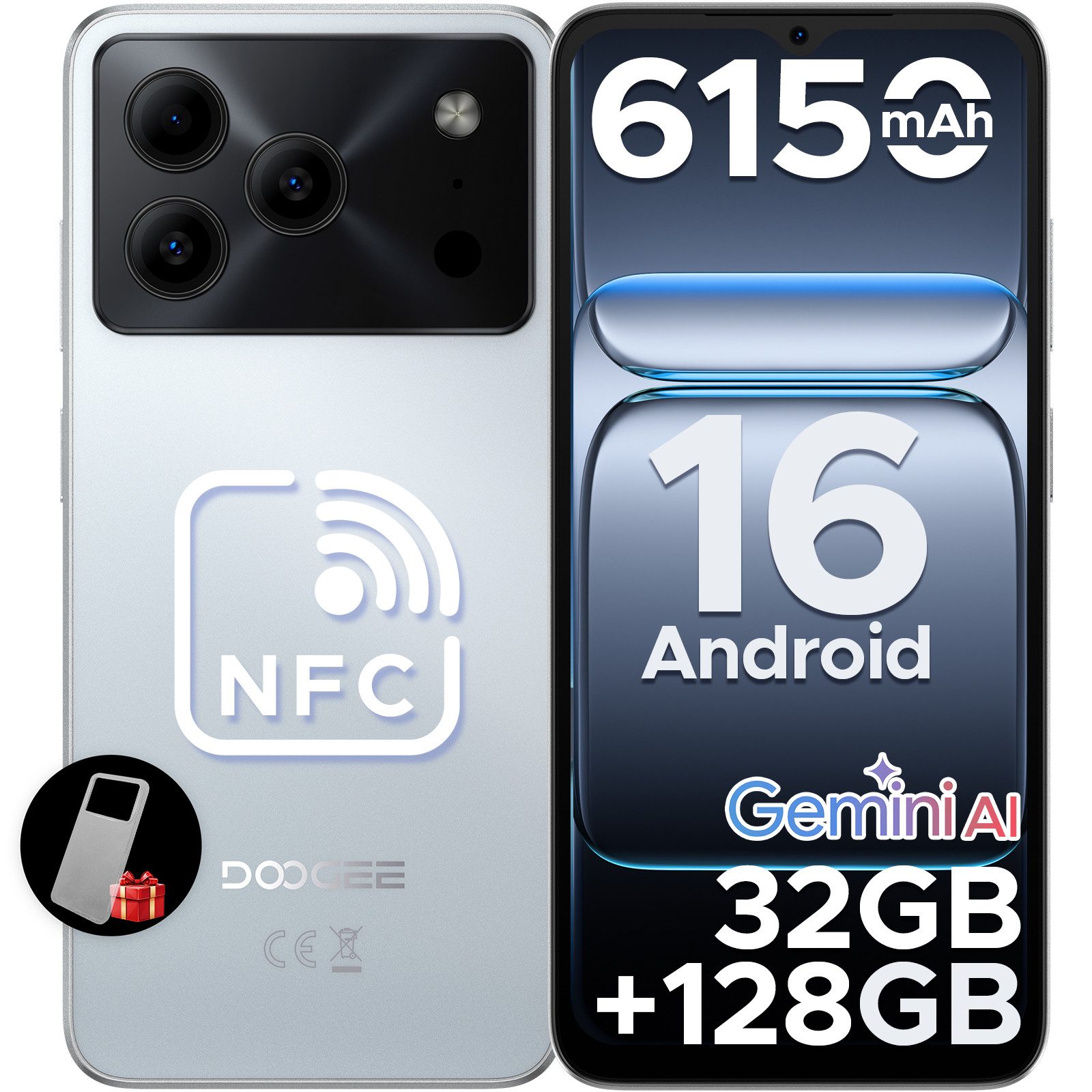 DOOGEE NOTE 56 Pro 6.56" Handy Android 128GB 6150mAh 13MP+90Hz ohne vertrag Smartphone (16,6 cm/6.56 Zoll, 128 GB Speicherplatz, 13 MP Kamera, 4GB+128GB,13+8MP,WIF 5G Android Handy ohne vertrag smartphone)