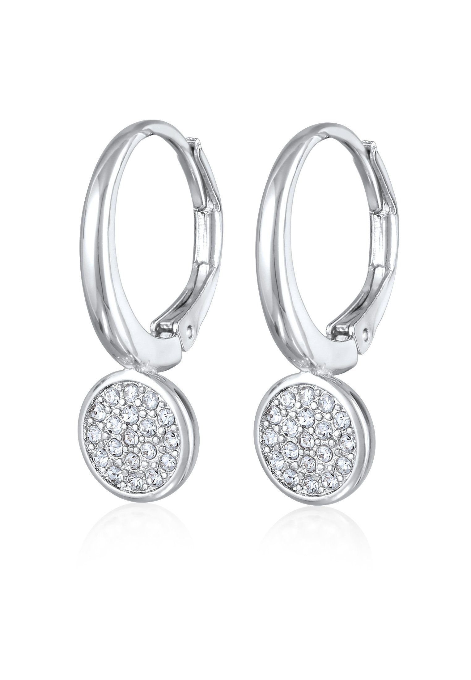Elli Paar Creolen Ohrhänger Plättchen Kristalle Anhänger Silberfarben, Plät günstig online kaufen