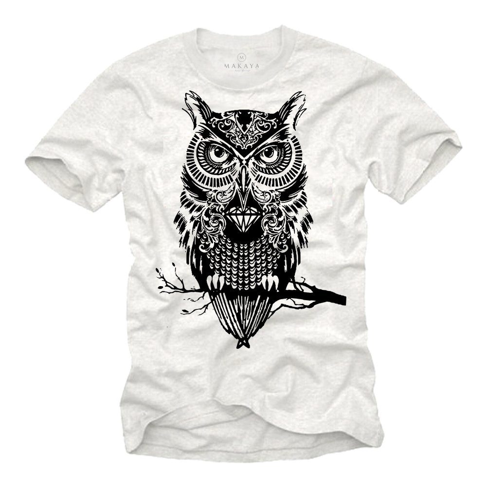 MAKAYA Print-Shirt mit Eule Herren Lustige günstig online kaufen