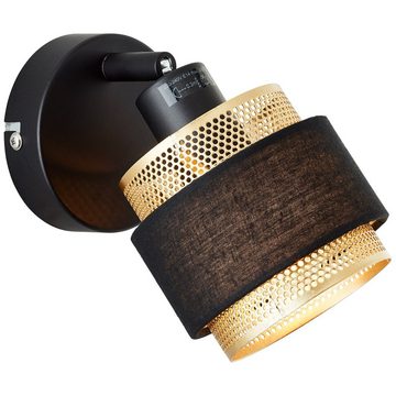 Brilliant Wandleuchte Grove, Grove Wandspot schwarz gold Metall/Holz schwarz 1x D45, E14, 28 W