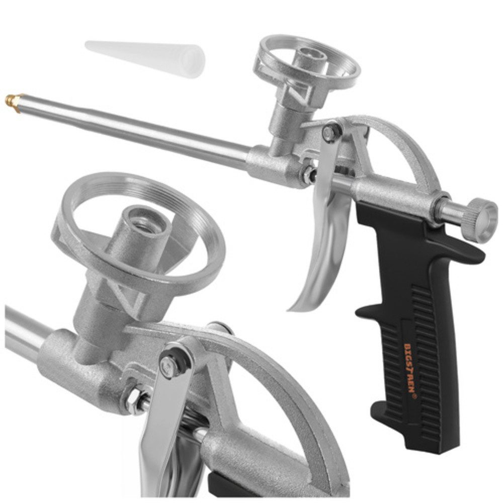 BIGSTREN Bauschaumpistole Metallmontage-Schaumpistole, Spar-Set, 1-tlg., komfortable Handhabung, Einstellknopf ermöglicht exakte Dosierung des Schaums