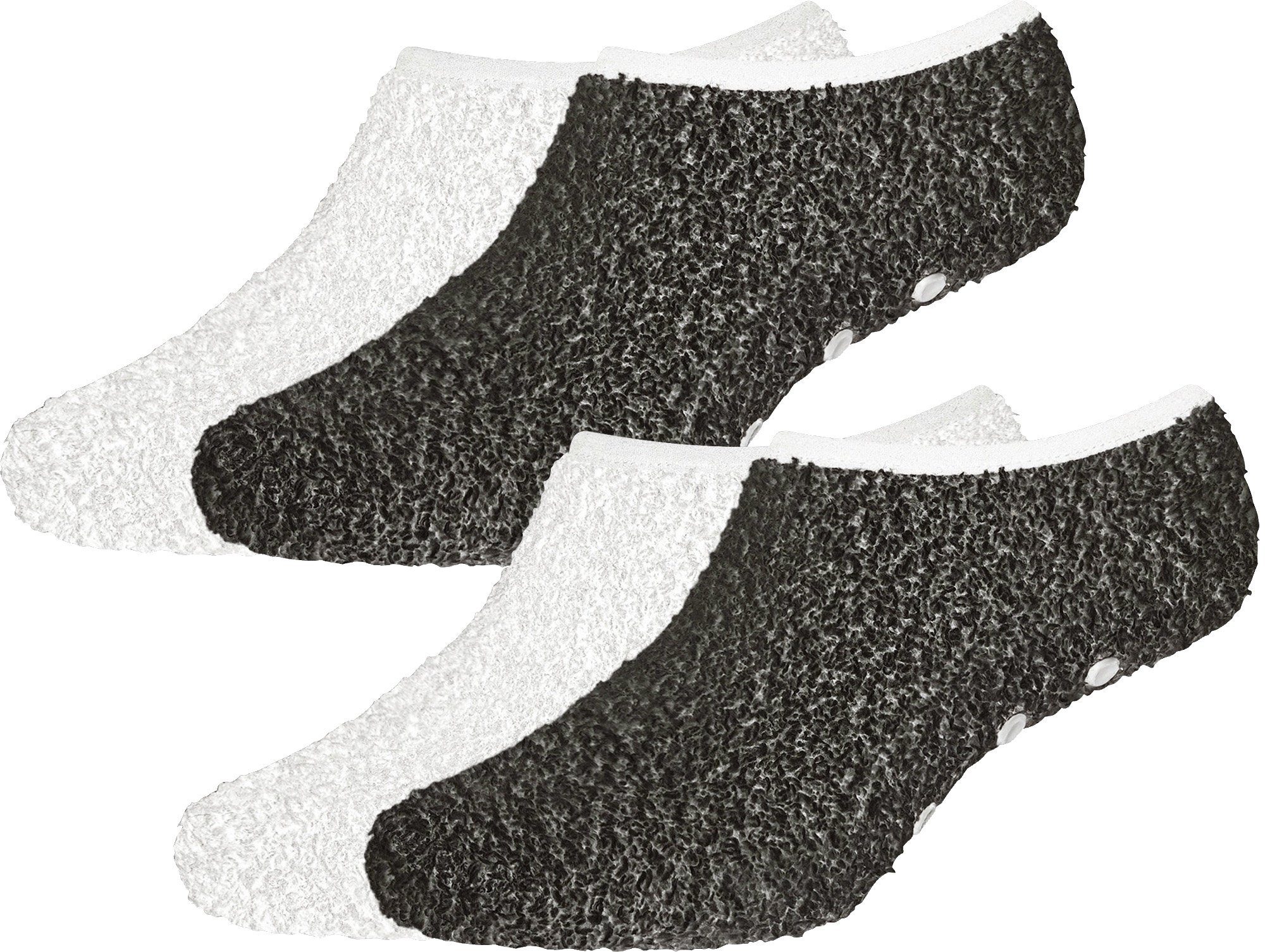 Camano Socken Damen-Kuschel-Sneakersocken 2 Paar Uni grau/schwarz