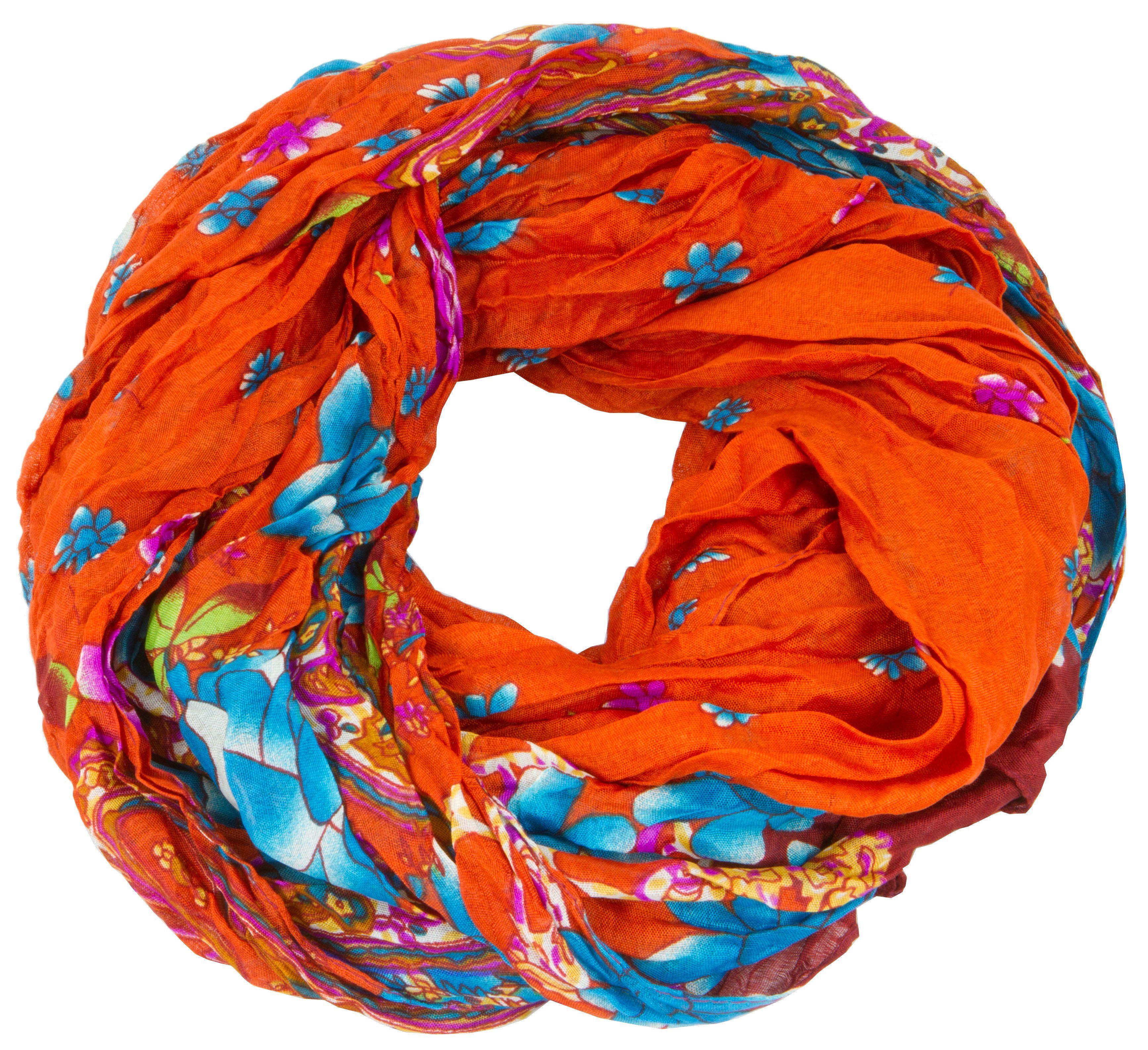 Loop mit AvaMia Blume-3999 Dunkelorange Schlauschal Modeschal cm 80 Schal x Schlauchschal Blumen, 170