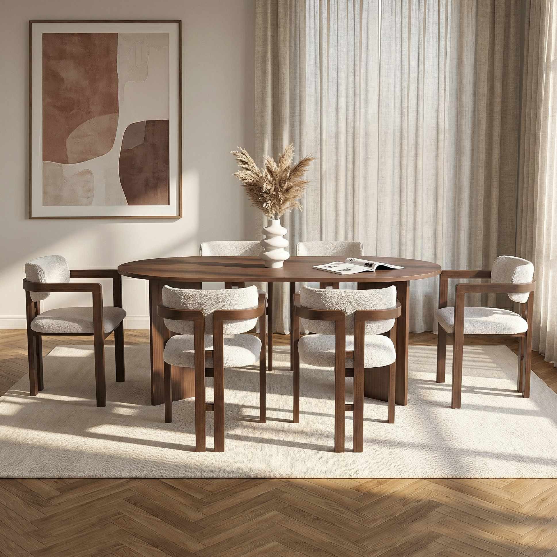 Skye Decor Essgruppe Sablin Boho Set, (Set, 7-tlg., 1 Tish, 6 Stühle), bestehend aus 6 Stühl und 1 Tish Modernes Esszimmer Set