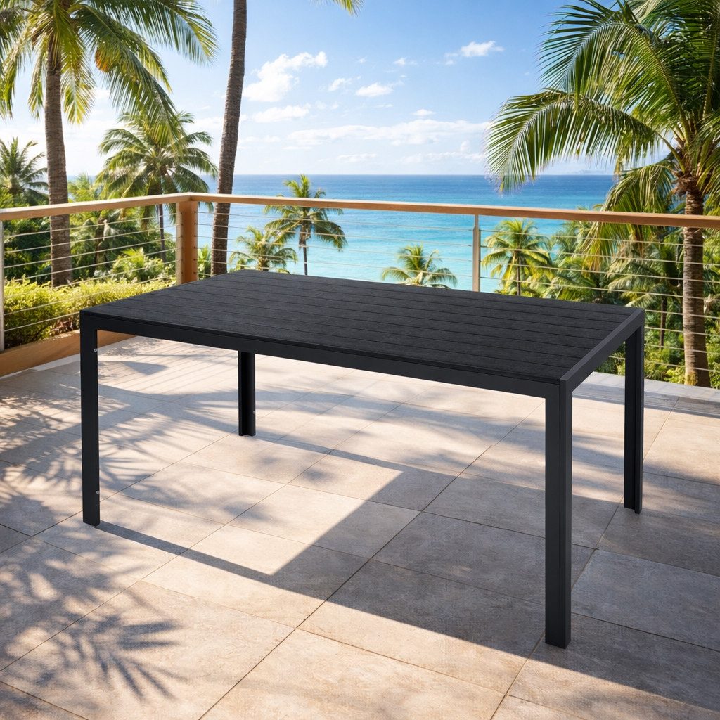Mojawo Küchentisch Non-Wood Gartentisch Outdoortisch Aluminium anthrazit schwarz 150x80cm