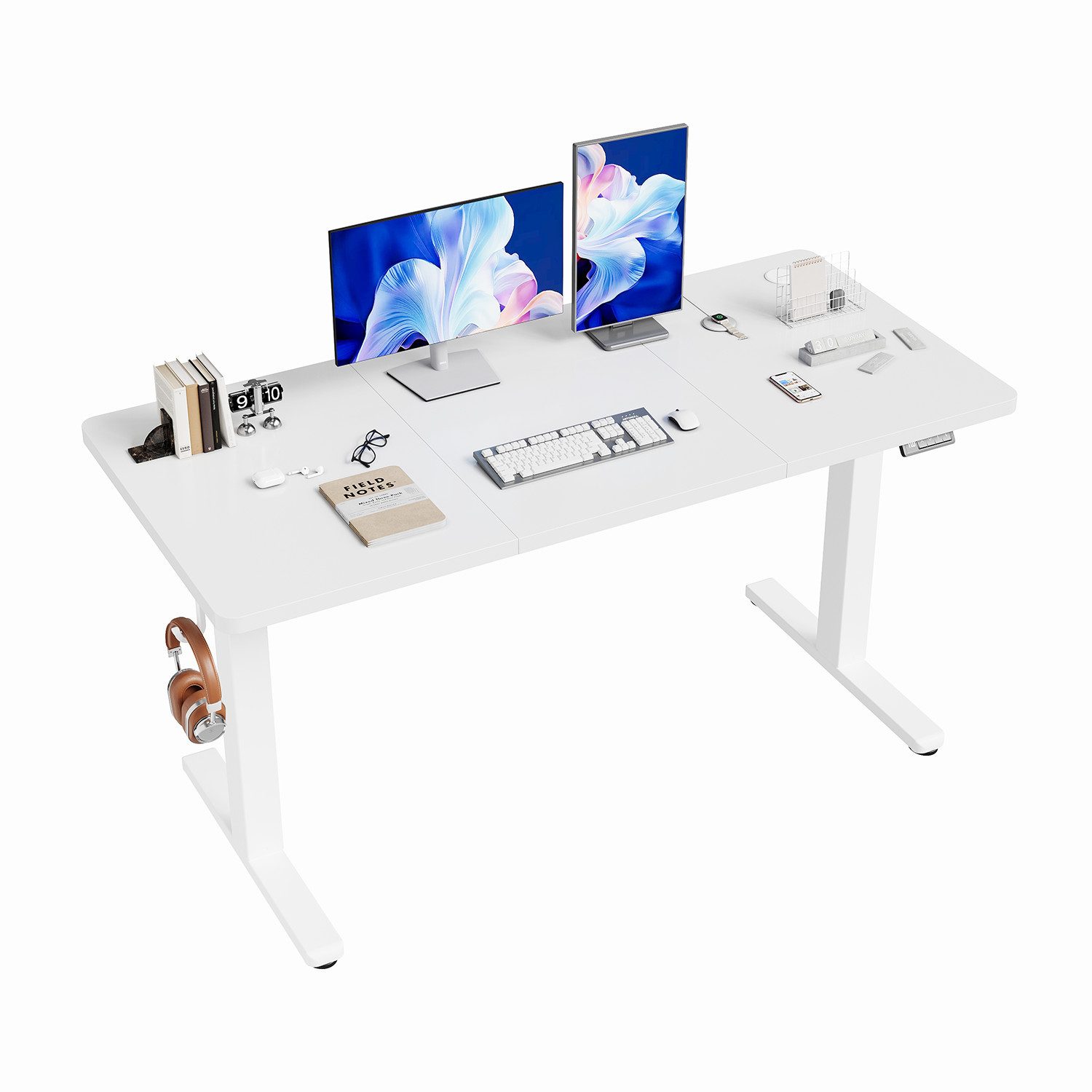 Furnicopia Schreibtisch Höhenverstellbarer Schreibtisch 120/140/160CM mit Kabelmanagement (Ergonomischer Computertisch für Homeoffice mit leisem Einzelmotor (50 dB), 4-Tasten-Handsteuerung mit 2 Memory-Positionen, einfache Montage in ca. 30 Minuten)