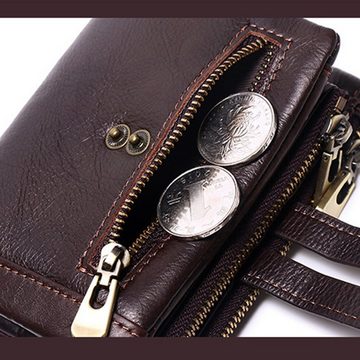 REDOM Geldbörse Herren Geldbeutel Geld Beutel Portemonnaie Portmonee Weich Leder Kurz (Herren Handtasche Ledergeldbörse Brieftasche mit 13 Kartenfächer, Slim Wallet, Kreditkartenetui, Kartenetui, Kartenhalter), NFC RFID-Schutz mit 2 Münzfach 9 x 11.5 x 2.5 cm