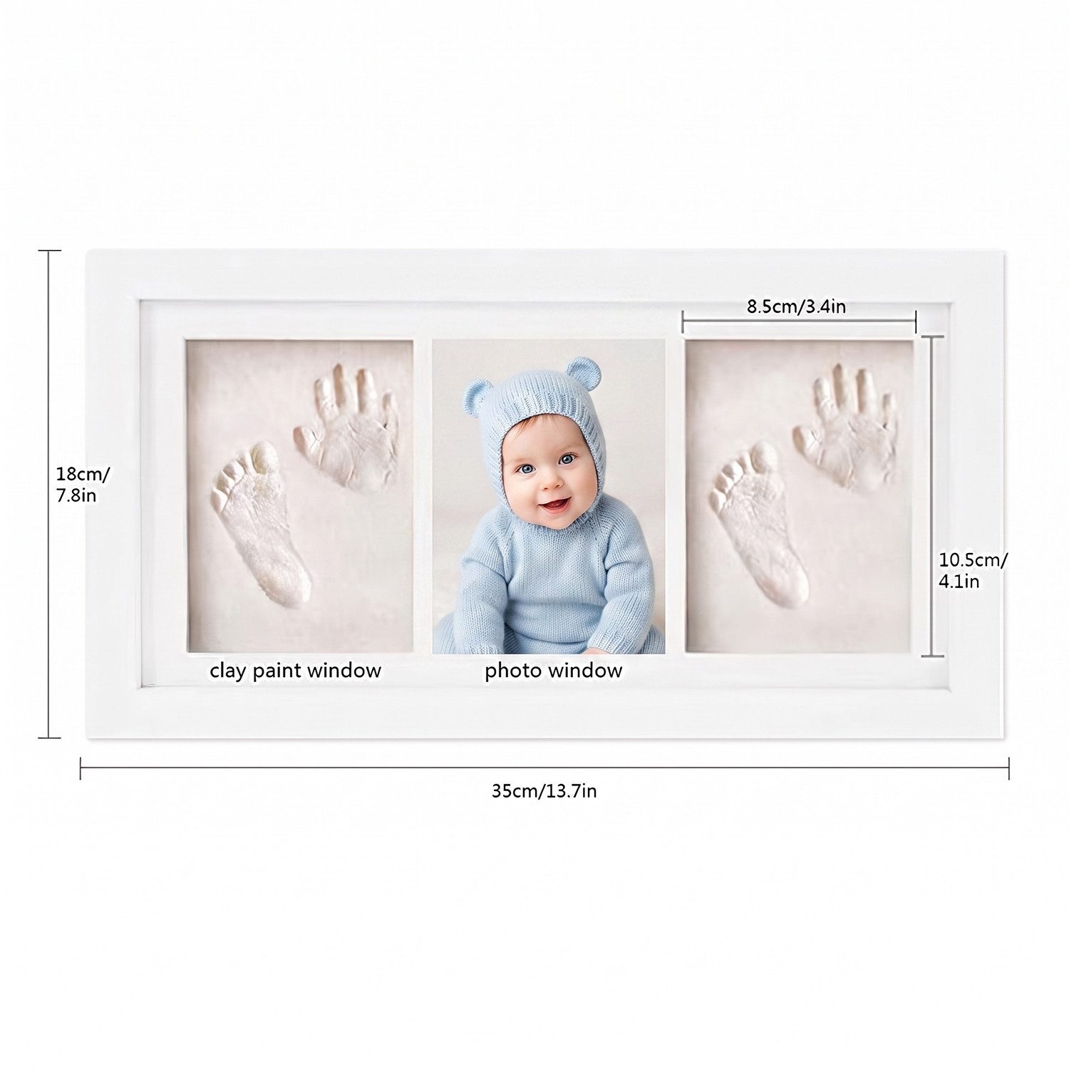 AIMAX Bilderrahmen zum Basteln Baby Handabdruck und Fußabdruck Set – Gipsabdruck Baby Hand und Fuß , für 3 Bilder (Abdruckset Baby Personalisierte Erinnerung &  – Bild 2 von 5