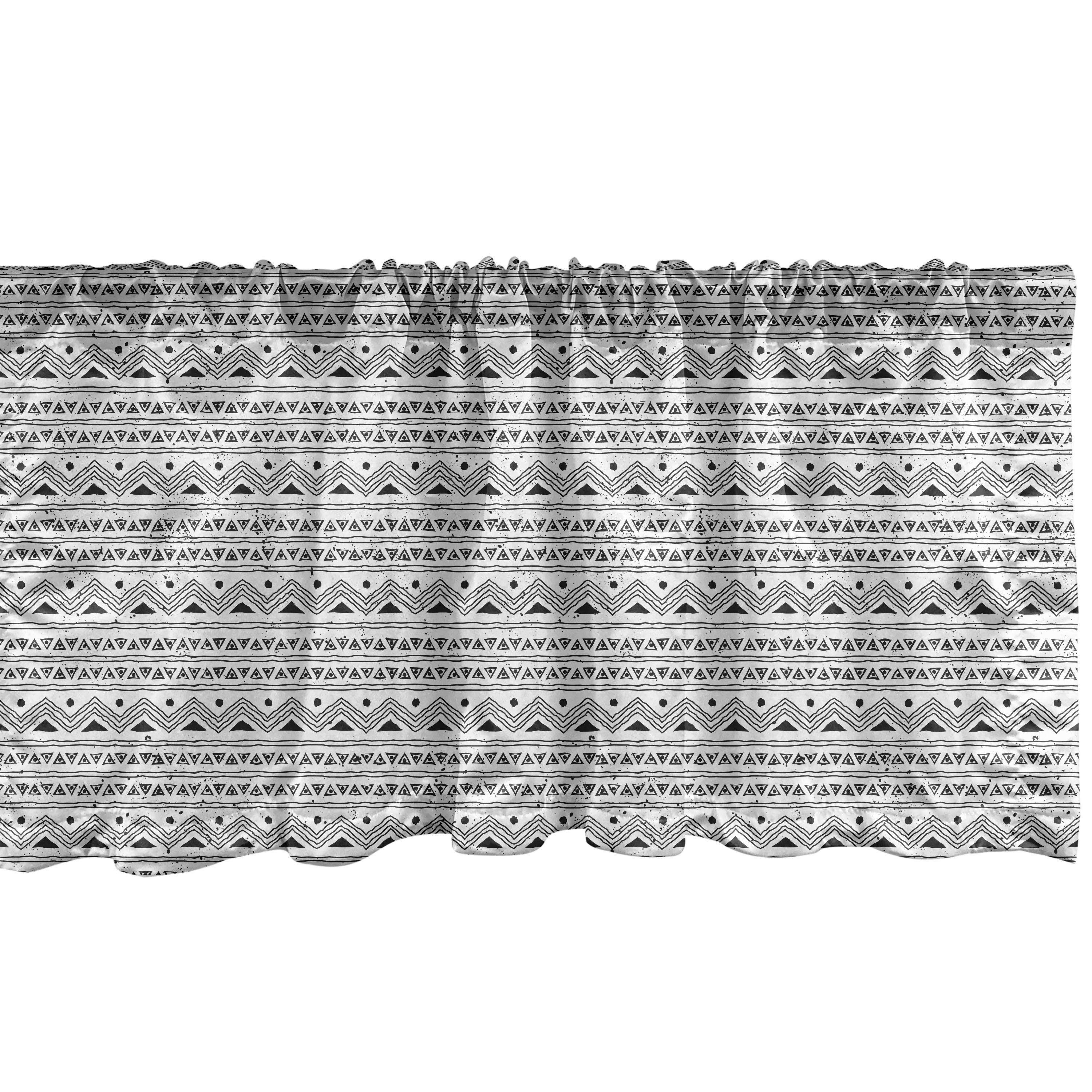 Dekor Aztec Stangentasche, Vorhang Schwarz für Weiß Volant Border Microfaser, Abakuhaus, mit Schlafzimmer Küche Scheibengardine Stammes