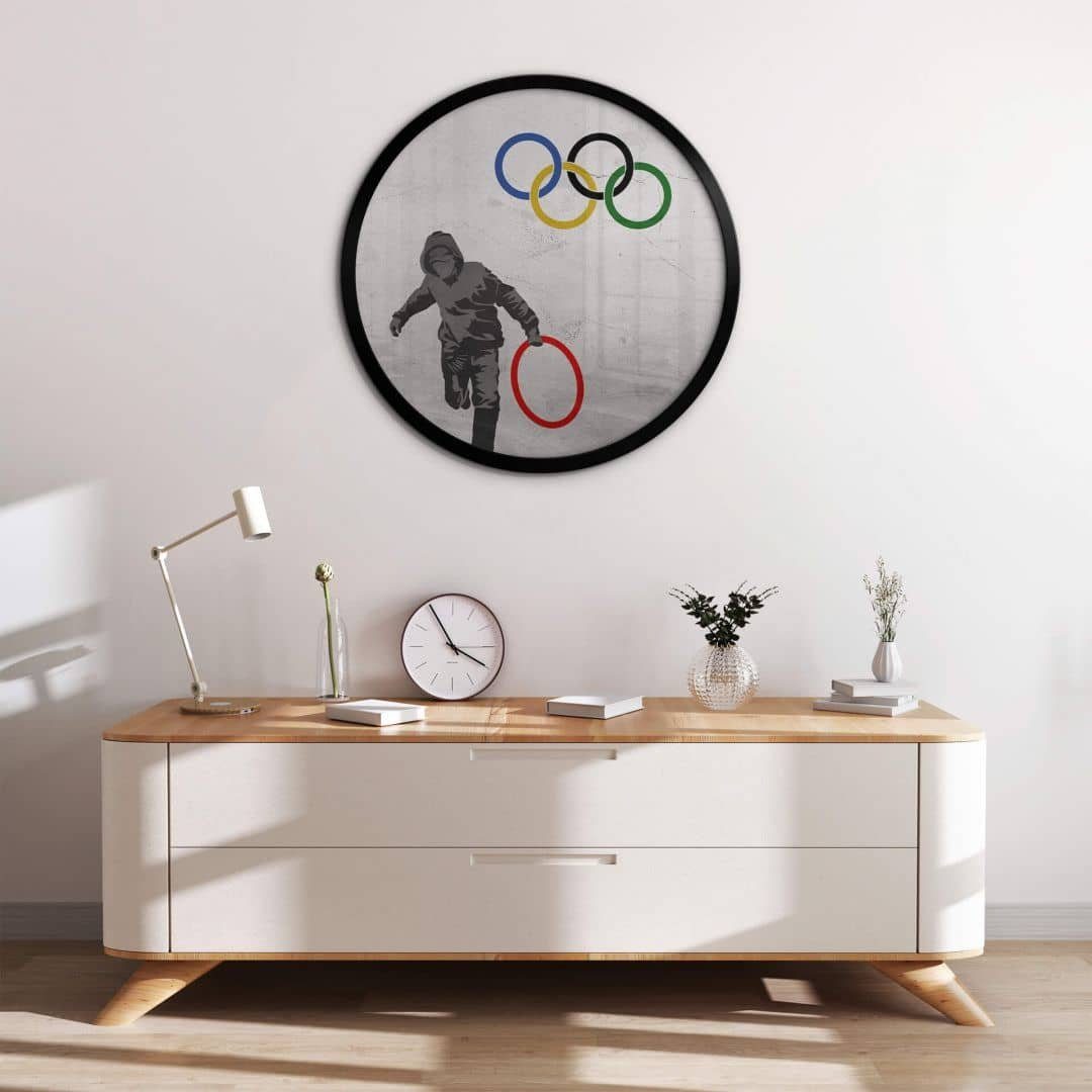 Poster Wandbild Poster Rund Graffiti Straßenkunst Vintage Banksy Olympics