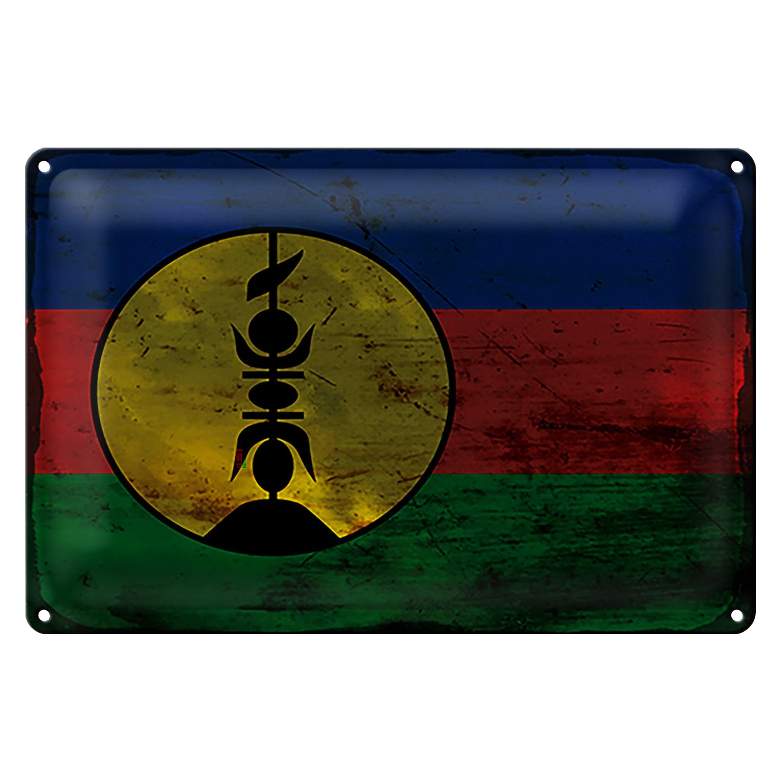 Roomando Metallschild Blechschild Flagge Neukaledonien 30x20cm Flag Rost