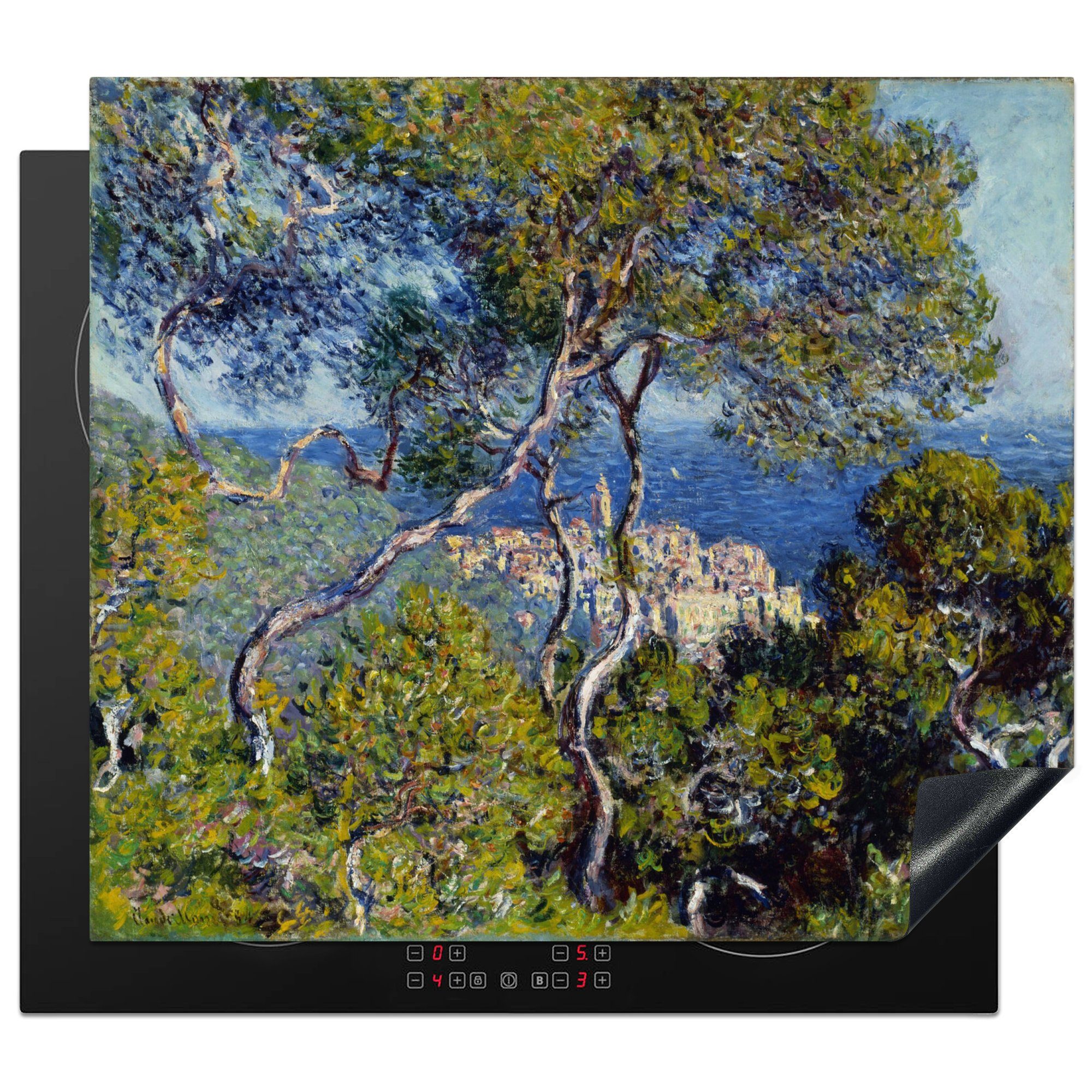 MuchoWow Herdblende-/Abdeckplatte Bordighera - Gemälde von Claude Monet, Vinyl, (1 tlg), 59x52 cm, Ceranfeldabdeckung für die küche, Induktionsmatte