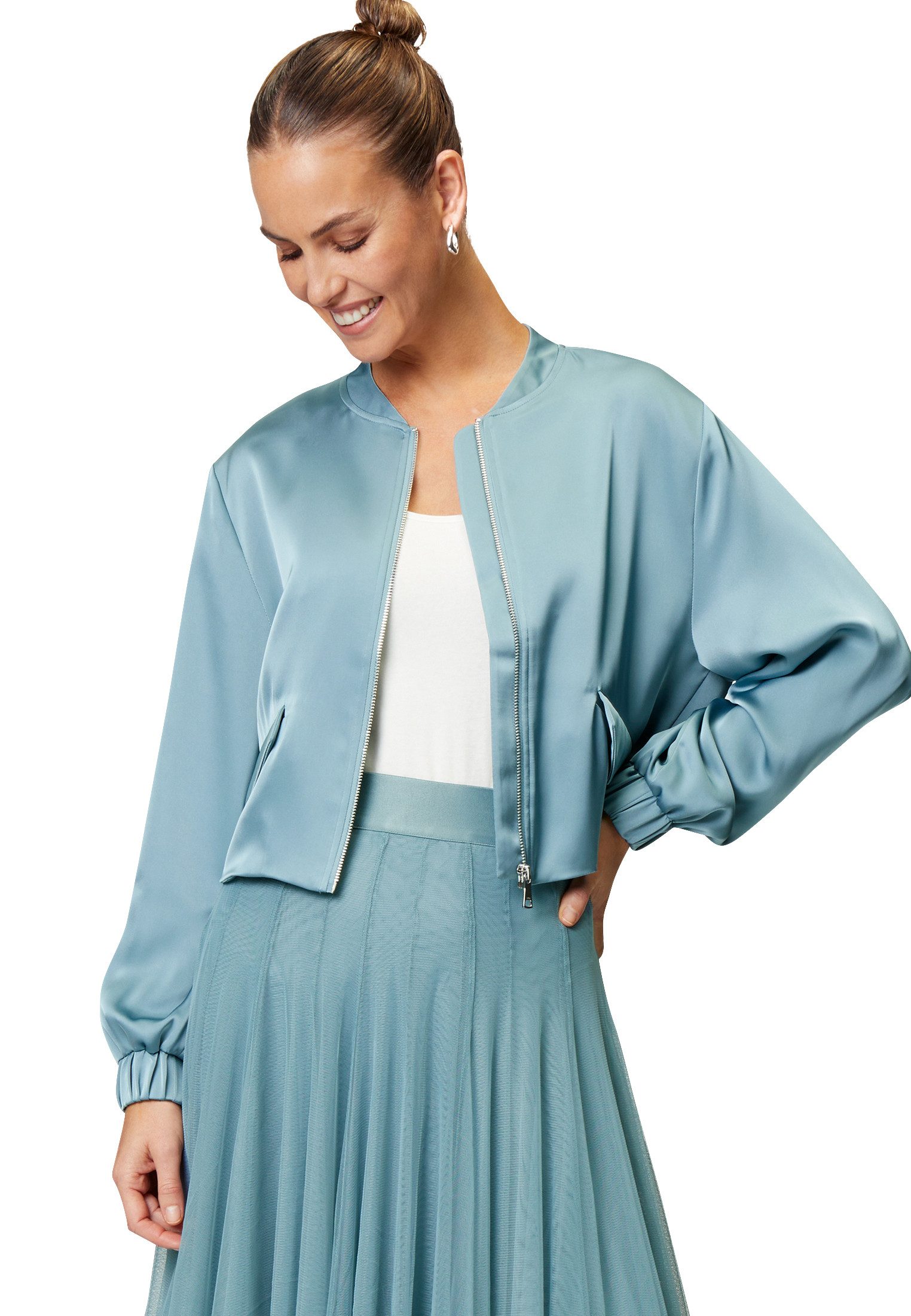 Jackenblazer zero Satin-Jacke mit Klappentaschen