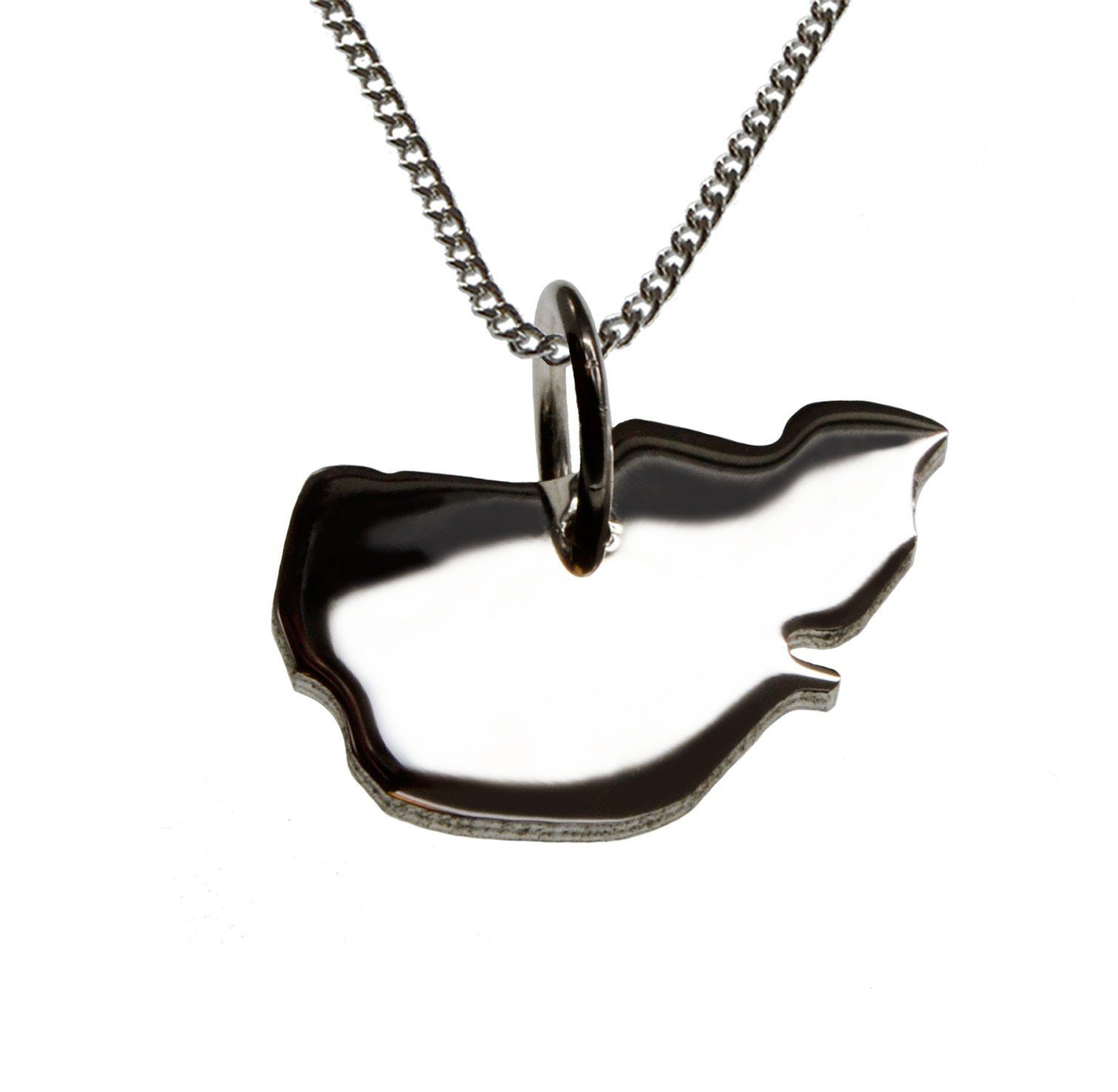 Kette mit Anhänger 50cm Halskette + Pellworm Anhänger in massiv 925 Silber