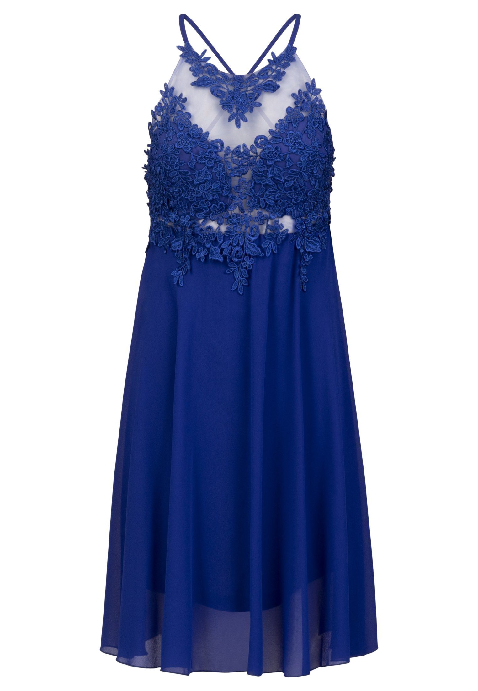 Kraimod Abendkleid aus Chiffon, blue Spitze royal und Mesh