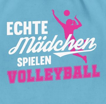Shirtracer Turnbeutel Echte Mädchen spielen Volleyball weiß / fuchsia, Volleyball Geschenke