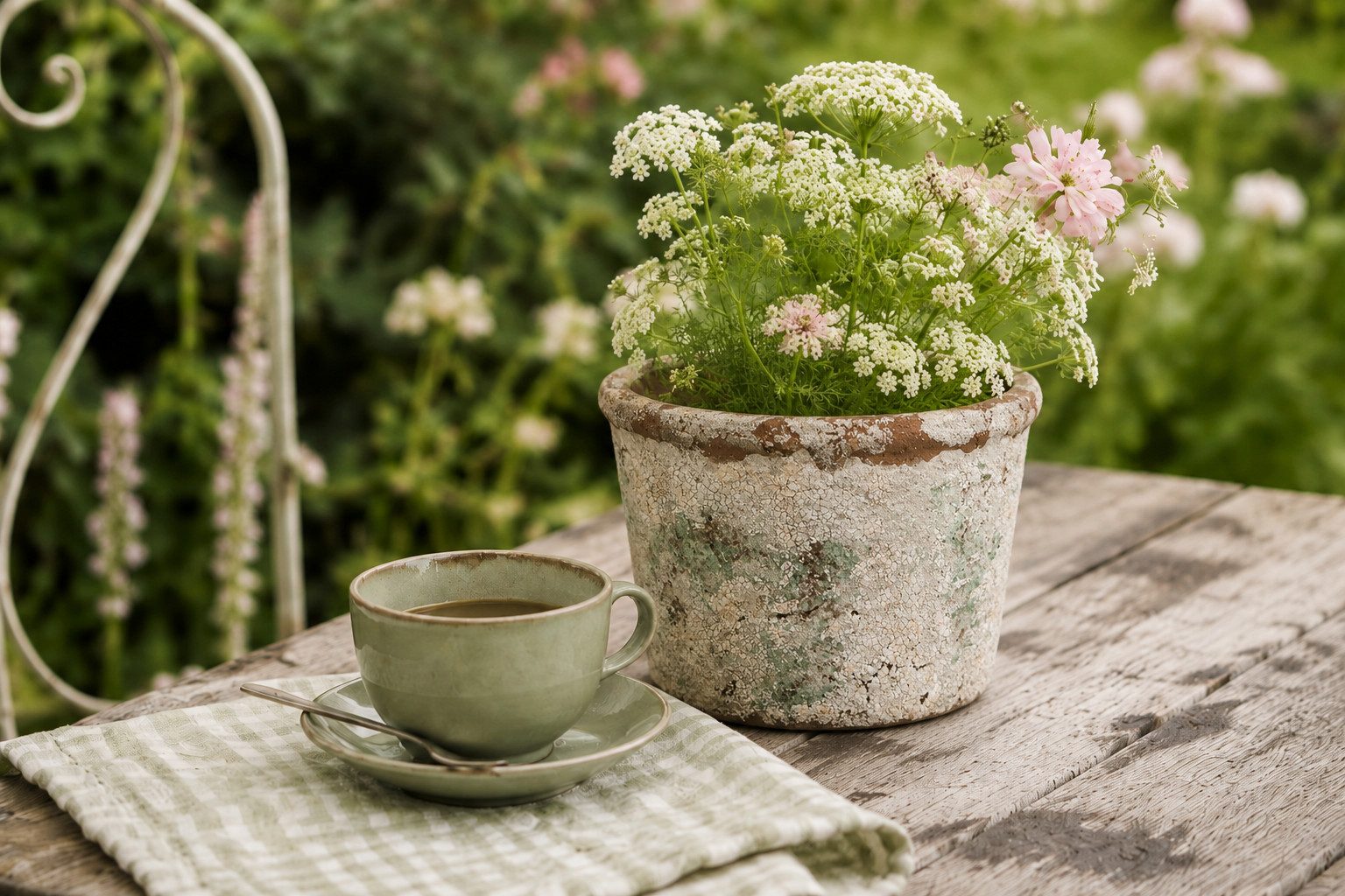 Clayre & Eef Dekovase Clayre & Eef Blumentopf Beige Grün Terrakotta