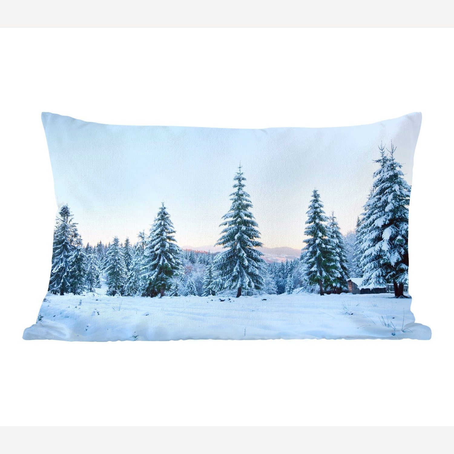 MuchoWow Dekokissen Winter - Schnee - Bäume, Wohzimmer Dekoration, Zierkissen, Dekokissen mit Füllung, Schlafzimmer