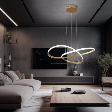 V-TAC LED Pendelleuchte, LED-Leuchtmittel fest verbaut, Warmweiß, Hängeleuchte Designlampe Pendelleuchte LED geschwungen gold Alu