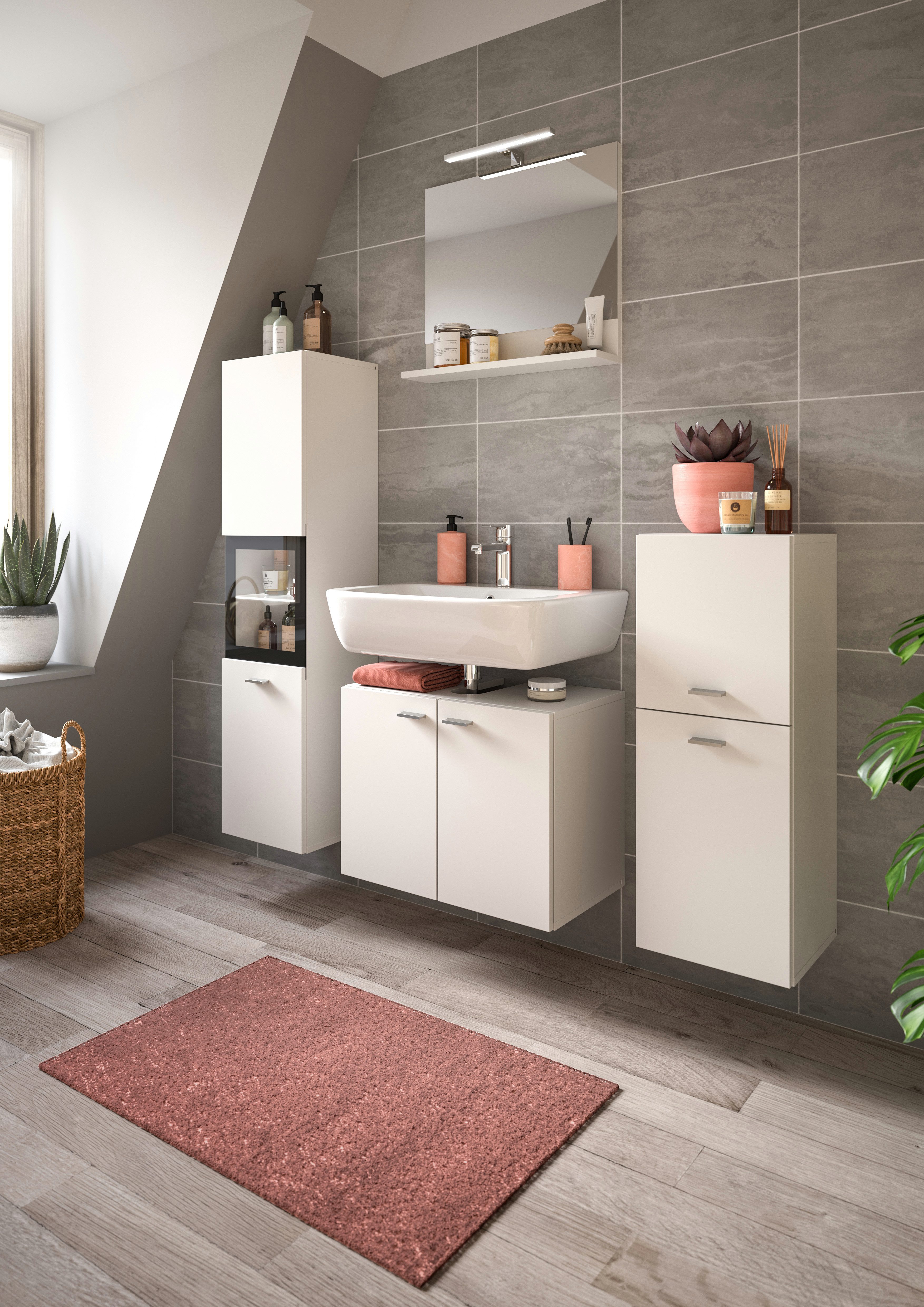 welltime Badmöbel-Set Tampa, Breite 137cm, 4-teilig, (4-St), Waschbeckenunt günstig online kaufen