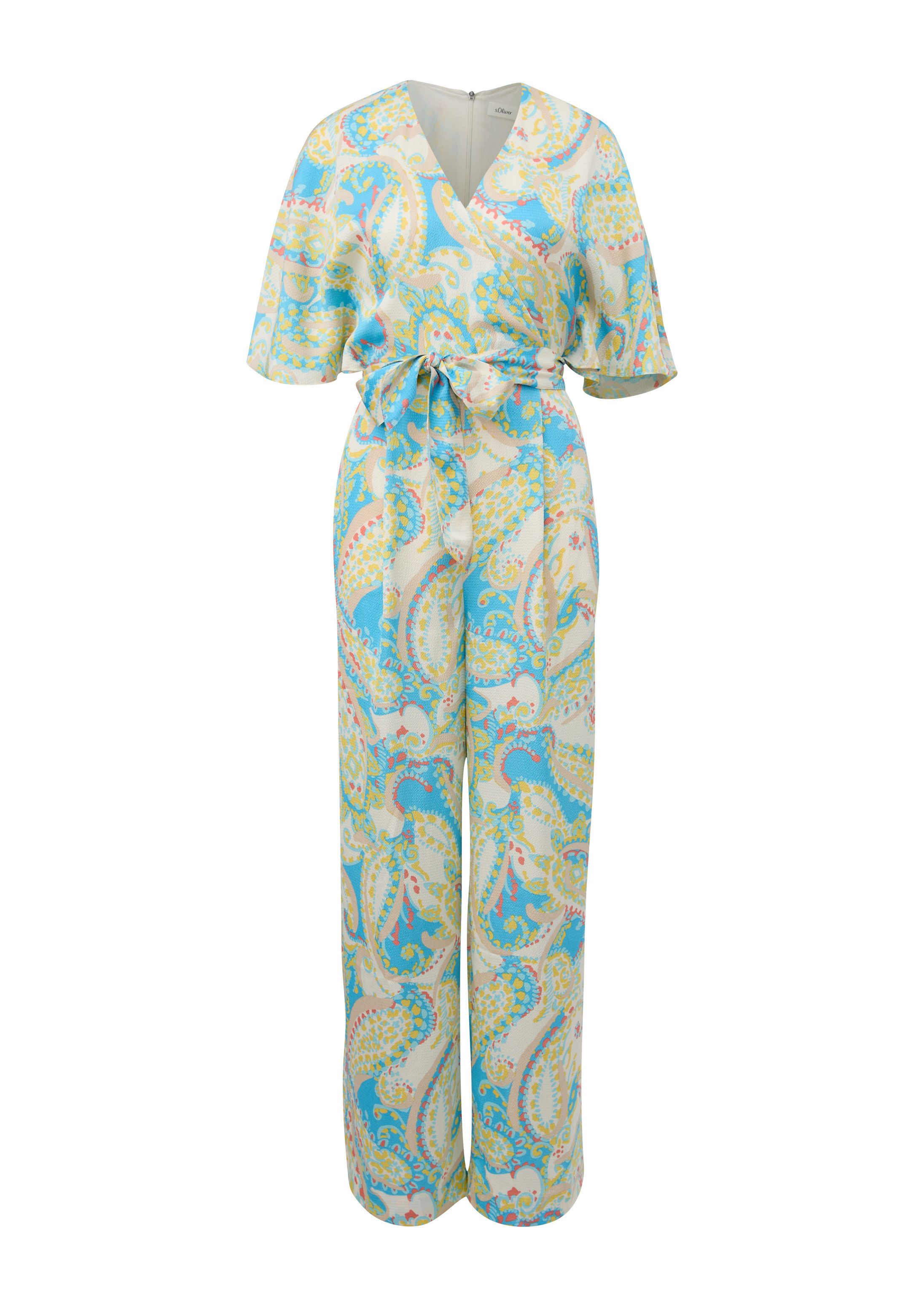s.Oliver Jumpsuit Overall Satin-Jumpsuit mit weitem Bein