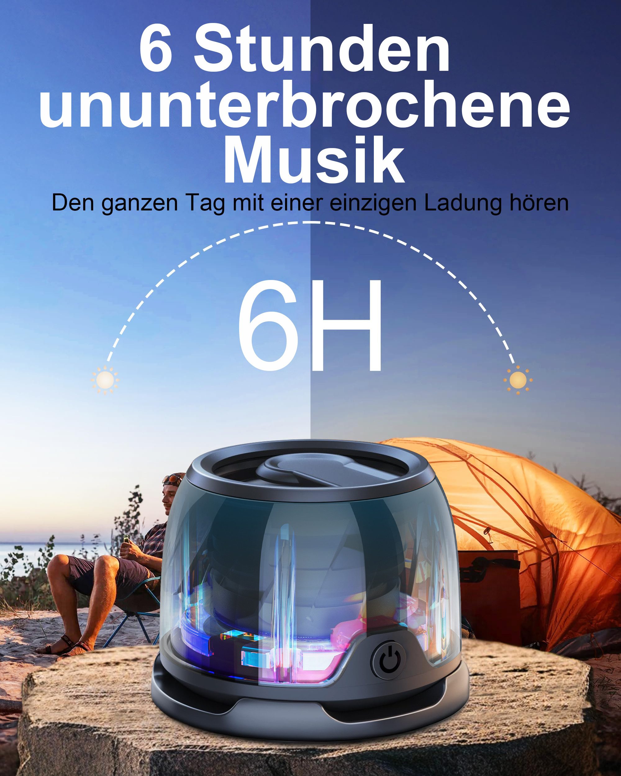 FOSMET 2025 Tragbarer Magnetischer Bluetooth Lautsprecher, IPX4 & 6h Laufzeit Bluetooth-Lautsprecher (Bluetooth Speaker mit 3D-Sound und Magnetfuß, Unterstützt TWS-Kopplung)