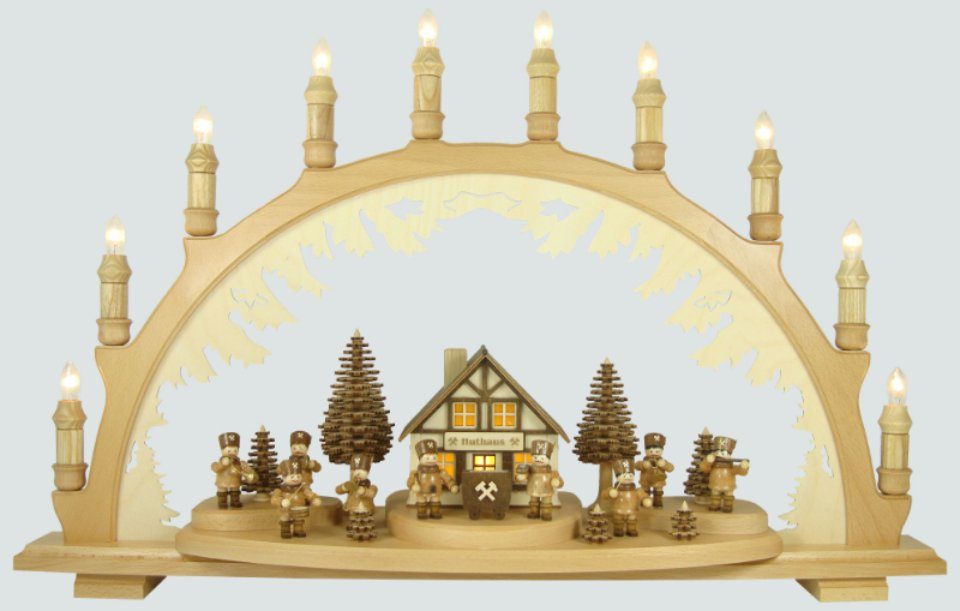 Osterhase Lenk und Sohn Schwibbogen Bergmann mit gedrechselten Figuren