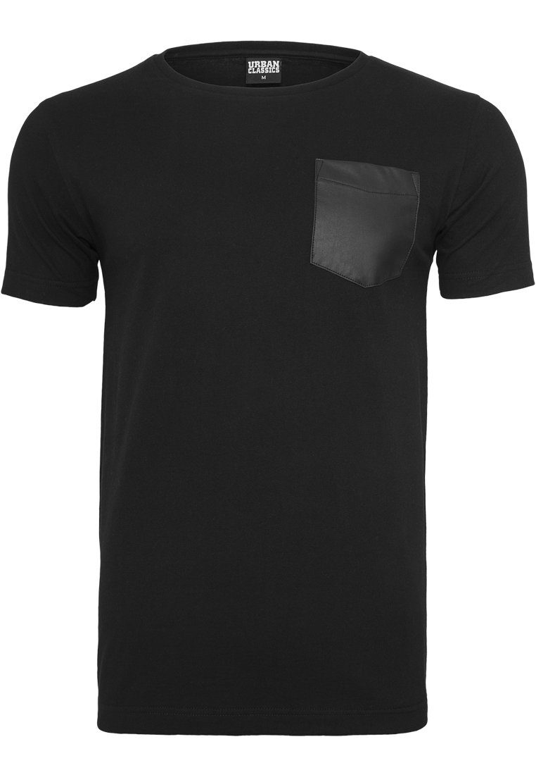 Tee T-Shirt T-Shirt URBAN CLASSICS (1-tlg) Synthetic Pocket Leather black/black