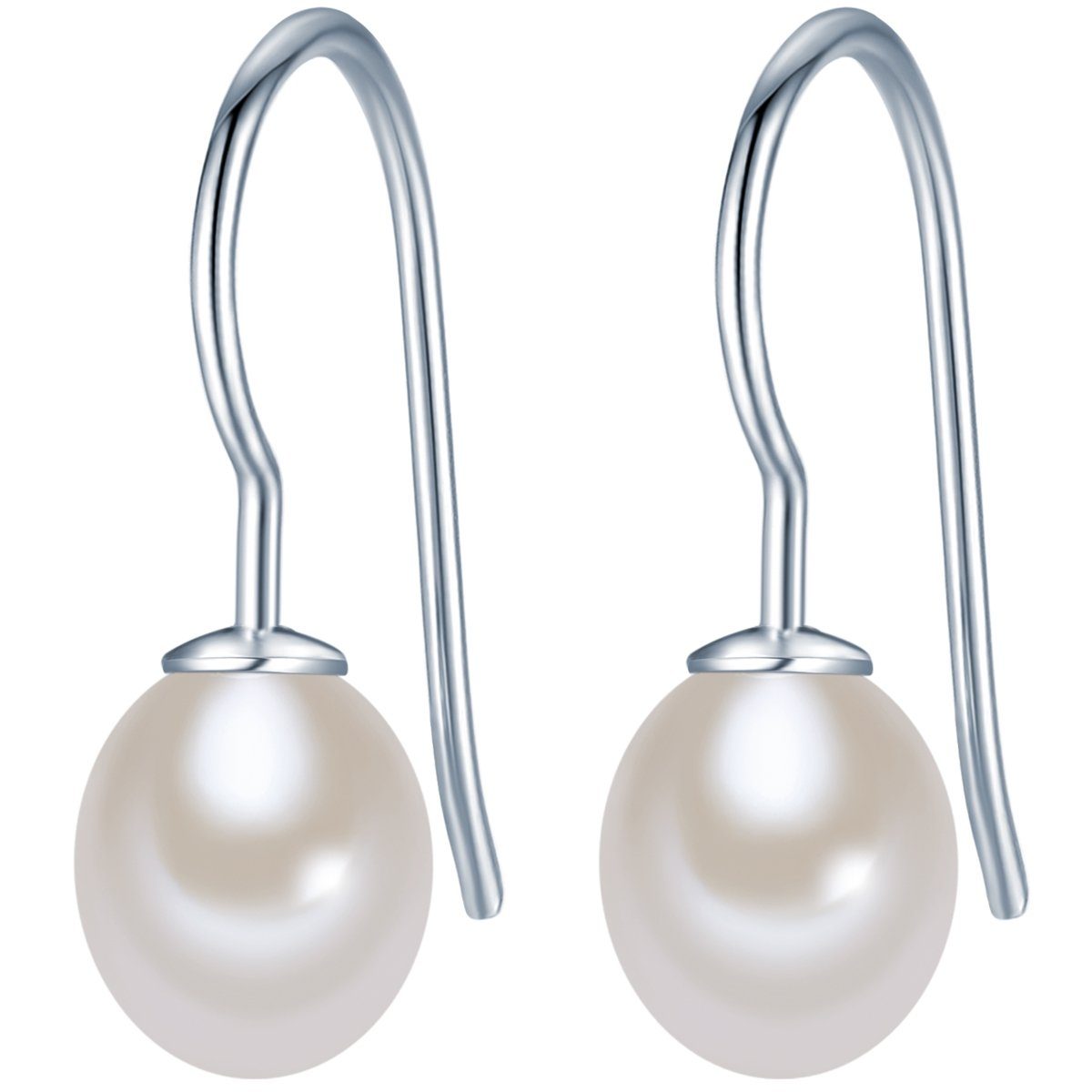 silber, Perlenohrringe Süßwasser-Zuchtperlen Valero Pearls aus