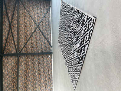 Outdoorteppich XXL Outdoor Wendeteppich Teppich wetterfest schwarz Raute 270 x 360 cm, MANDALIKA Garden