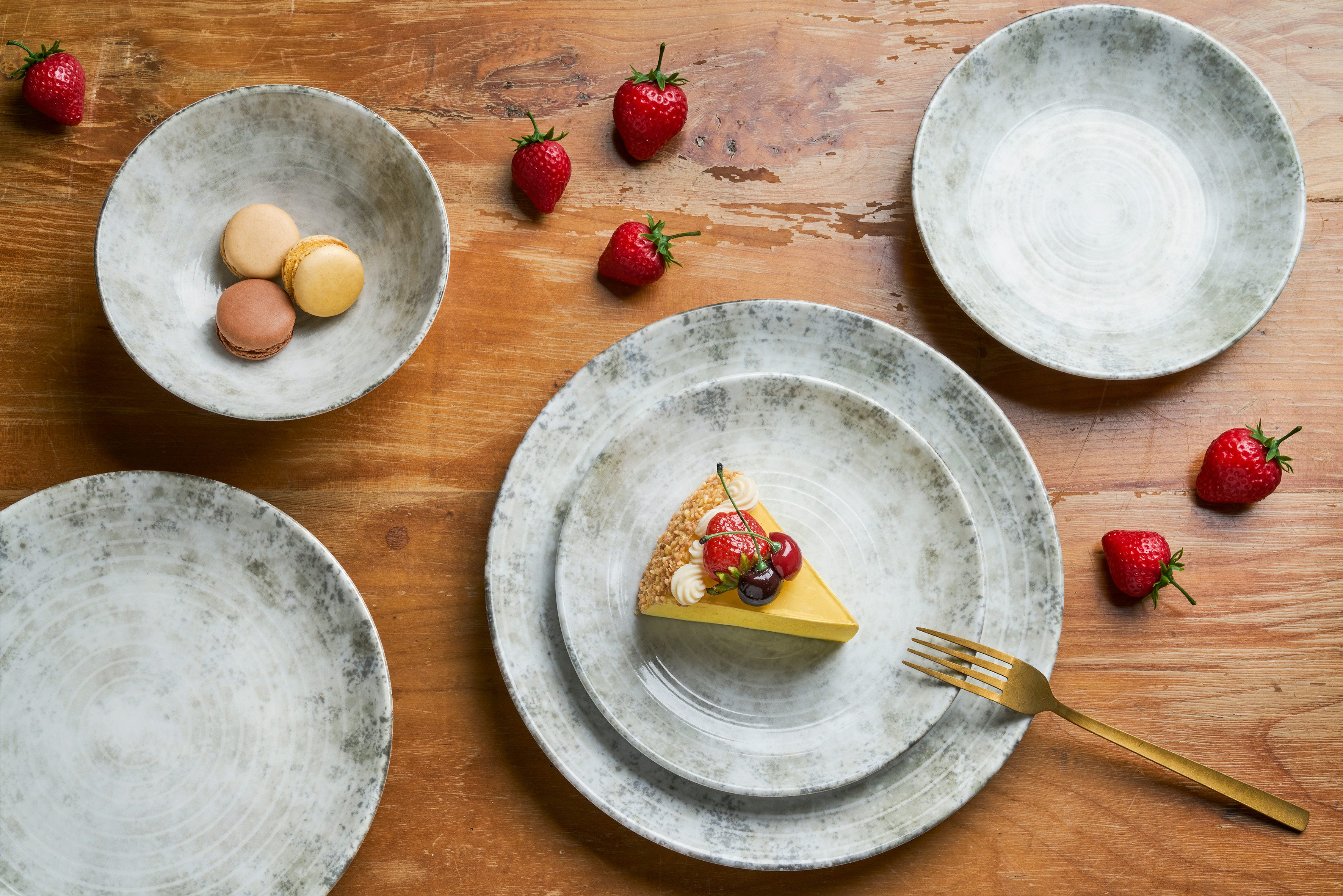 van Well Speiseteller Korfu, Buffetteller 25 cm, 6 Stück, (6 St), Teller Set, mit Digitaldruck, spülmaschinen- und mikrowellengeeignet