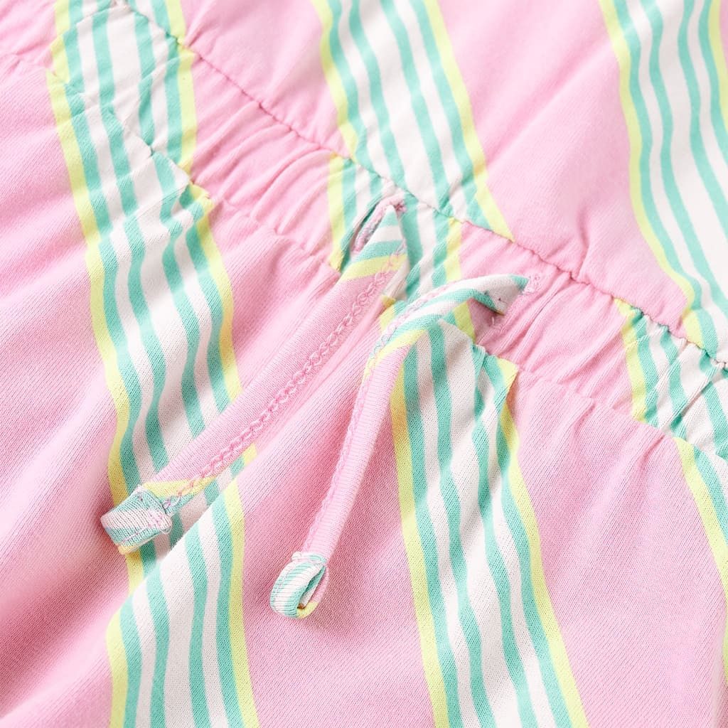vidaXL Druckkleid Kinderkleid mit Kordelzug Ärmellos Rosa 128