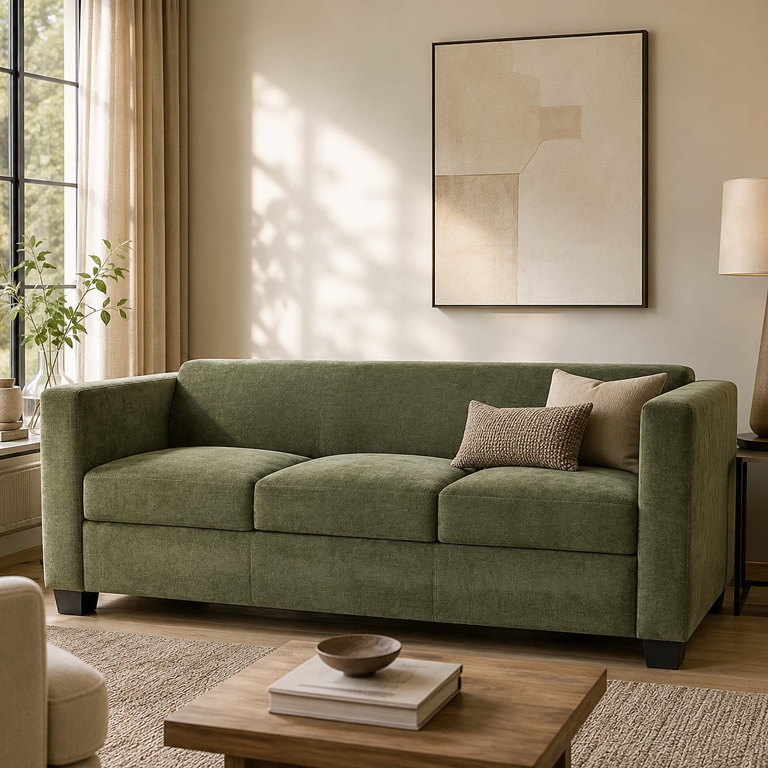 MCW 3-Sitzer Lille-3er-C, Abgerundete Ecken und Kanten, Moderner Lounge-Stil