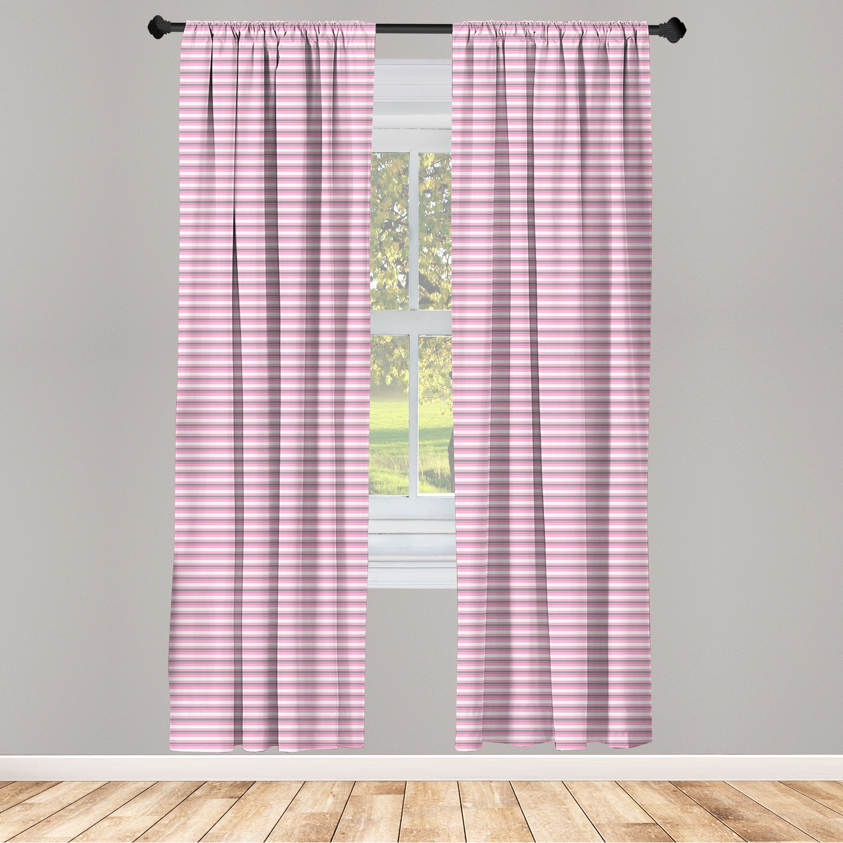 Gardine Vorhang für Wohnzimmer Schlafzimmer Dekor, Abakuhaus, Microfaser, Geometrisch Pink Tones Stripes