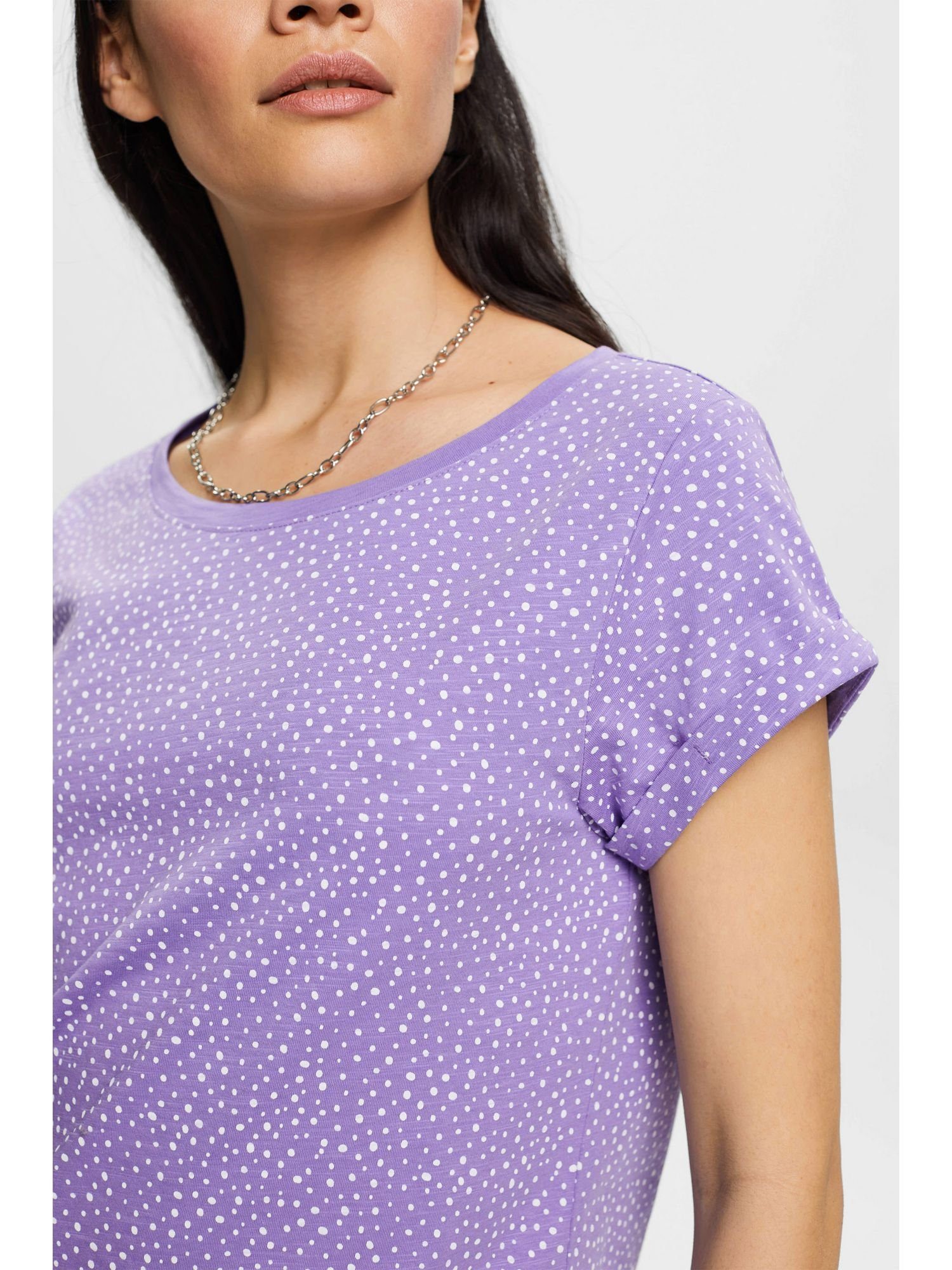 T-Shirt PURPLE mit by Esprit Allover-Muster T-Shirt (1-tlg) edc
