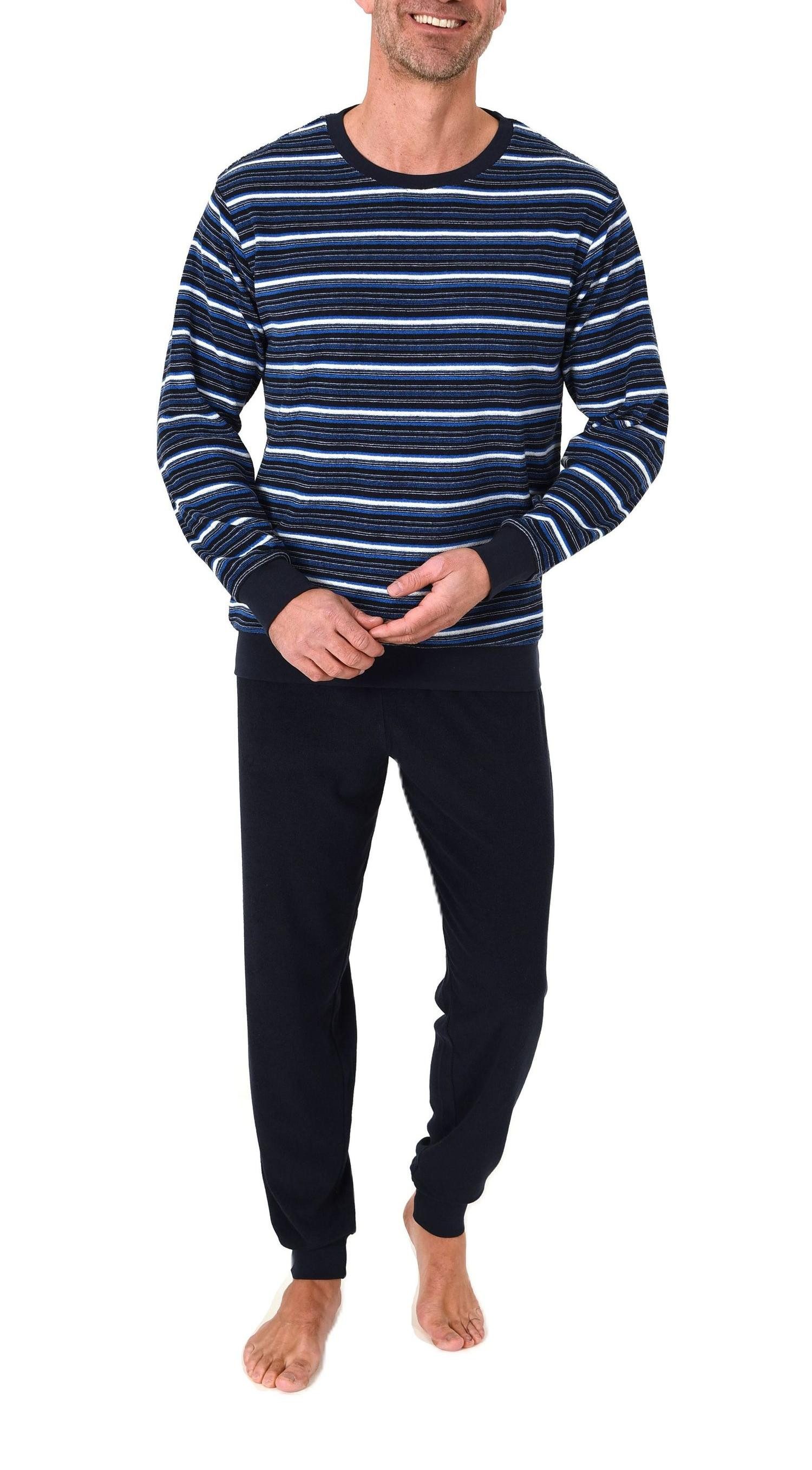Pyjama Normann Herren Frottee Schlafanzug Streifenlook – auch in Übergrößen