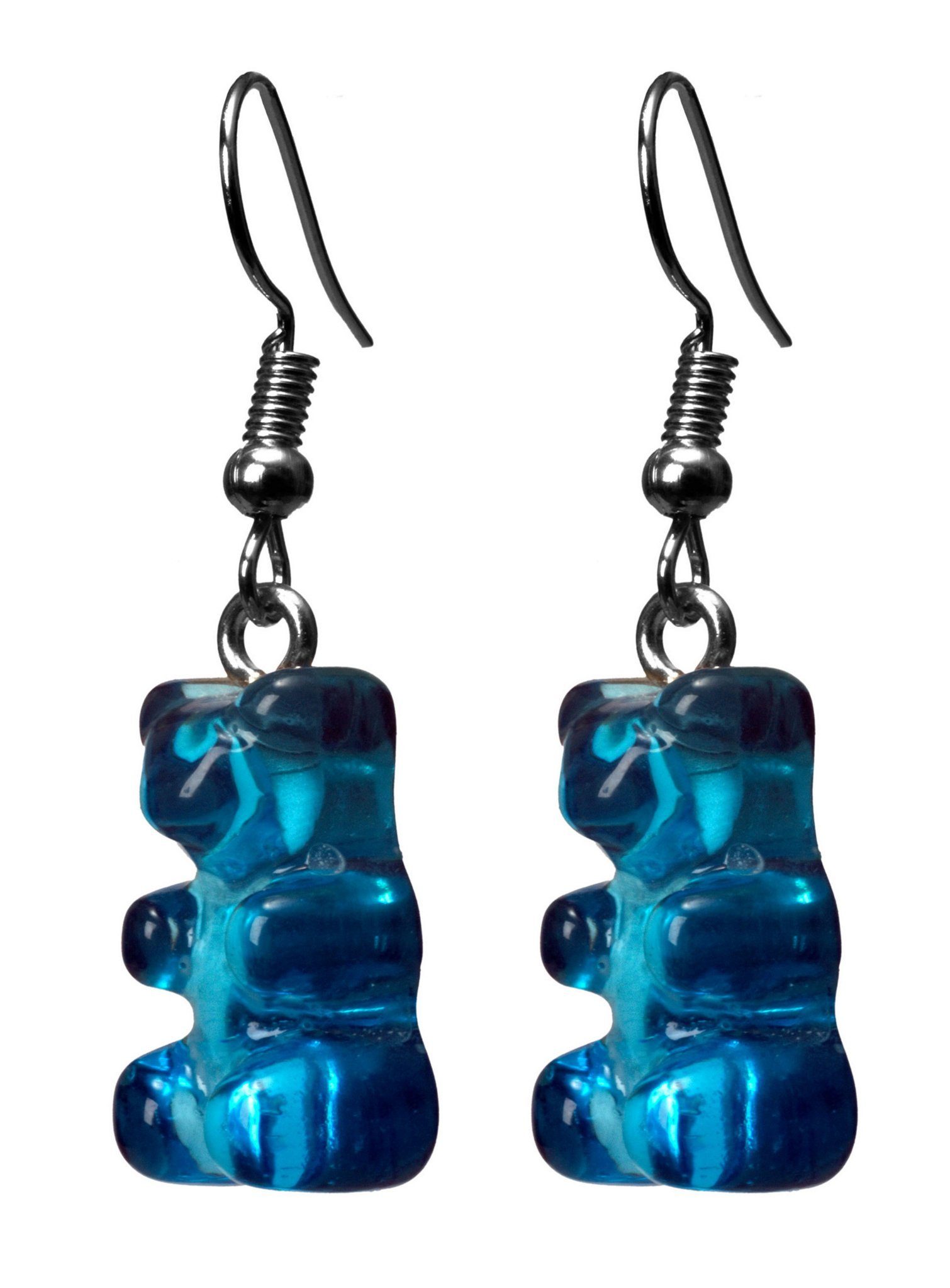 Metamorph Kostüm Gummibär Ohrringe blau, Lustige und ausgefallene Ohrringe  mit Haken aus Edelstahl