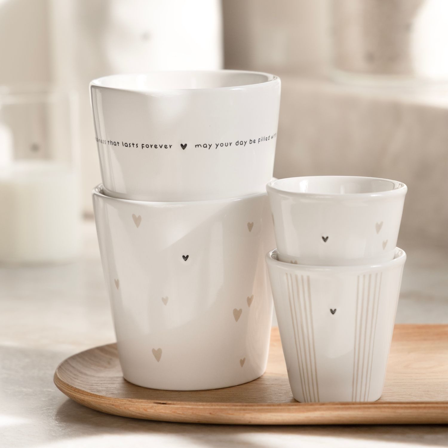 Bastion Collections Tasse Schwarzes Herz, Keramik, Spülmaschinengeeignet, Weiß, Schriftzug, H: 9cm
