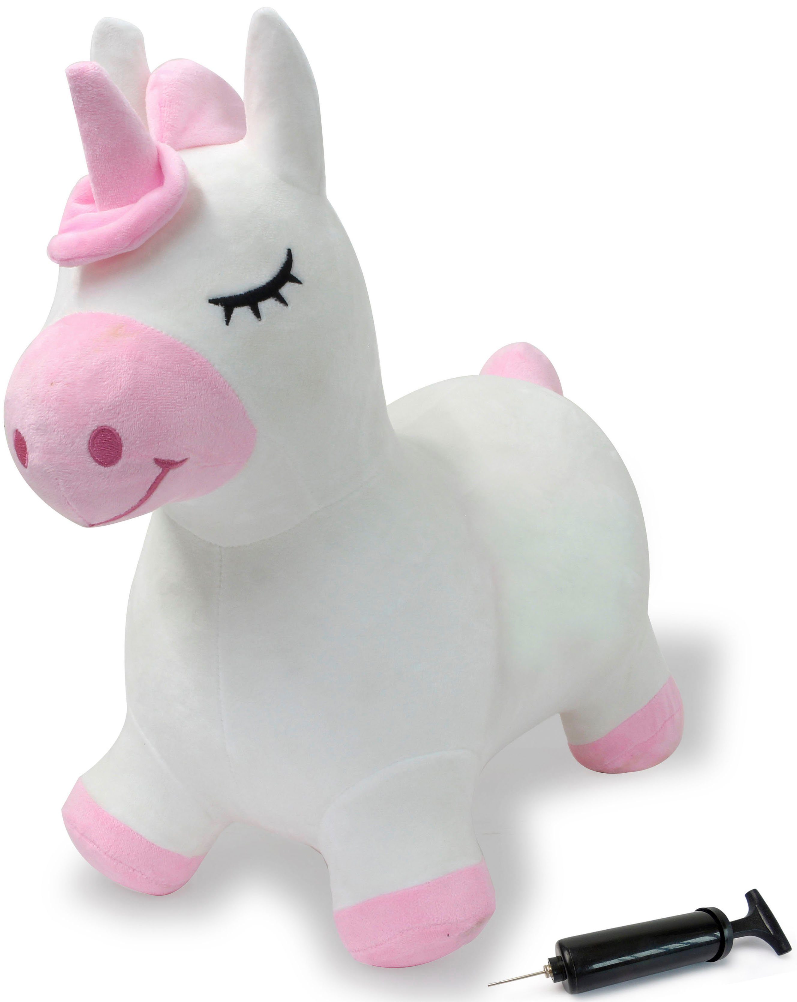 Jamara Hüpftier Einhorn mit Plüschbezug, inkl. Luftpumpe