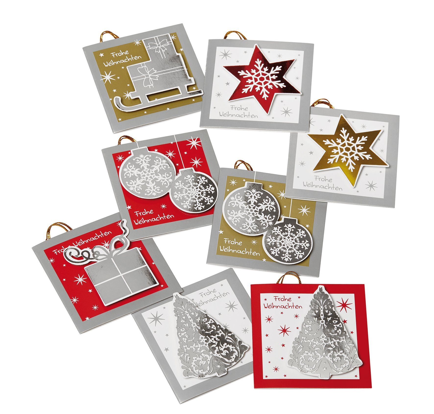 Grußkarten Geschenkanhänger Weihnachten - 8 Anhänger im Beutel