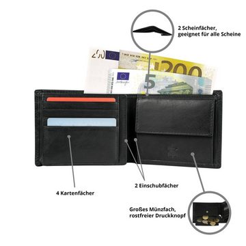 MOKIES Geldbörse Herren Portemonnaie G1607 (querformat), 100% Echt-Leder