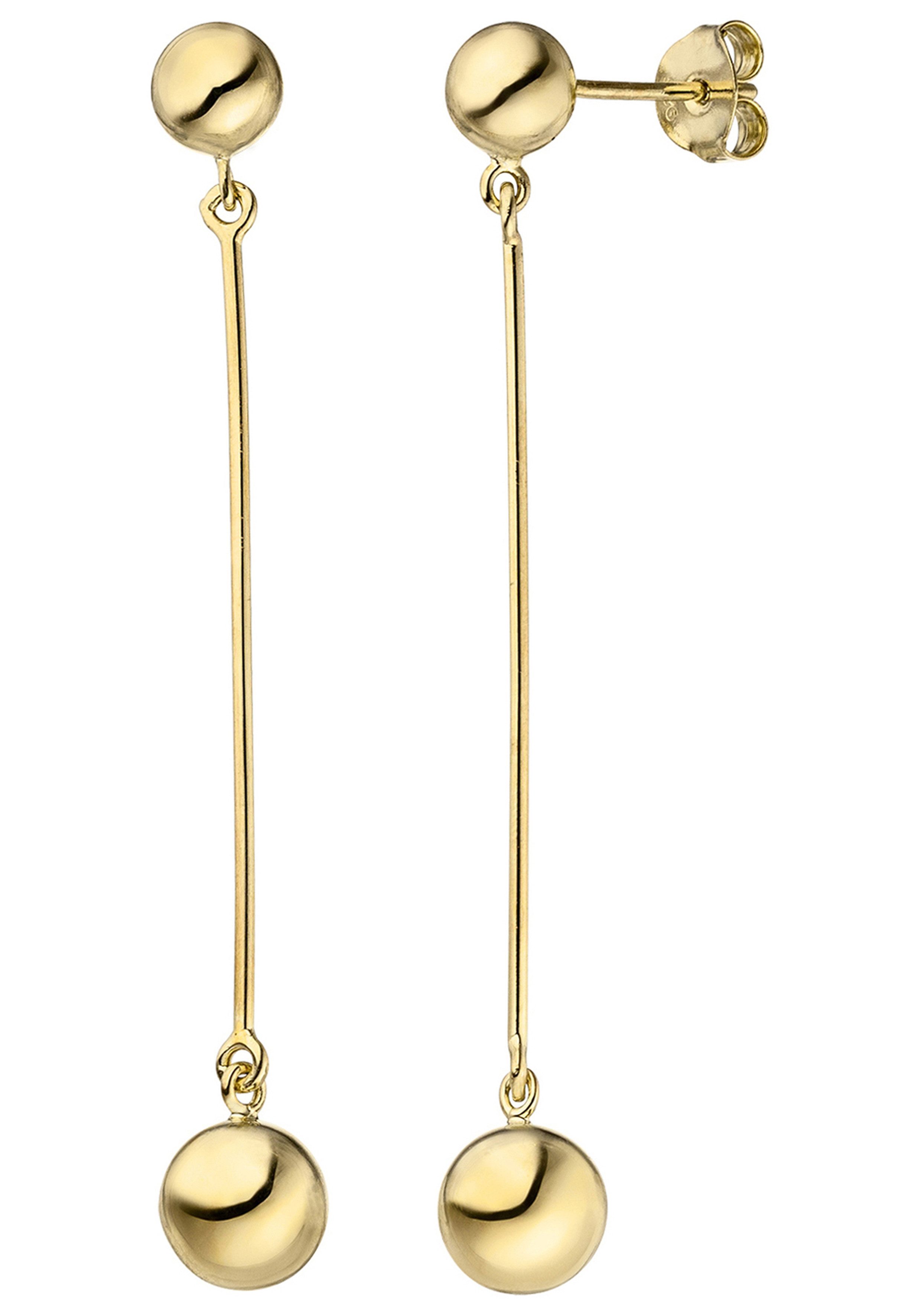 JOBO Paar Ohrhänger Ohrringe Kugel hängend 58 mm lang, 925 Silber vergoldet günstig online kaufen