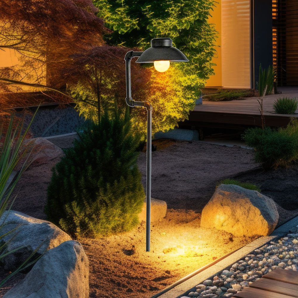 Harms Import Gartenleuchte, LED-Leuchtmittel fest verbaut, Warmweiß, LED Solar Außen Lampe Garten Weg Beleuchtung Erdspieß Steck