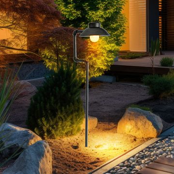 etc-shop LED Gartenleuchte, LED-Leuchtmittel fest verbaut, 2er Set LED Solar Außen Lampen Garten Weg Beleuchtungen Erdspieß Steck