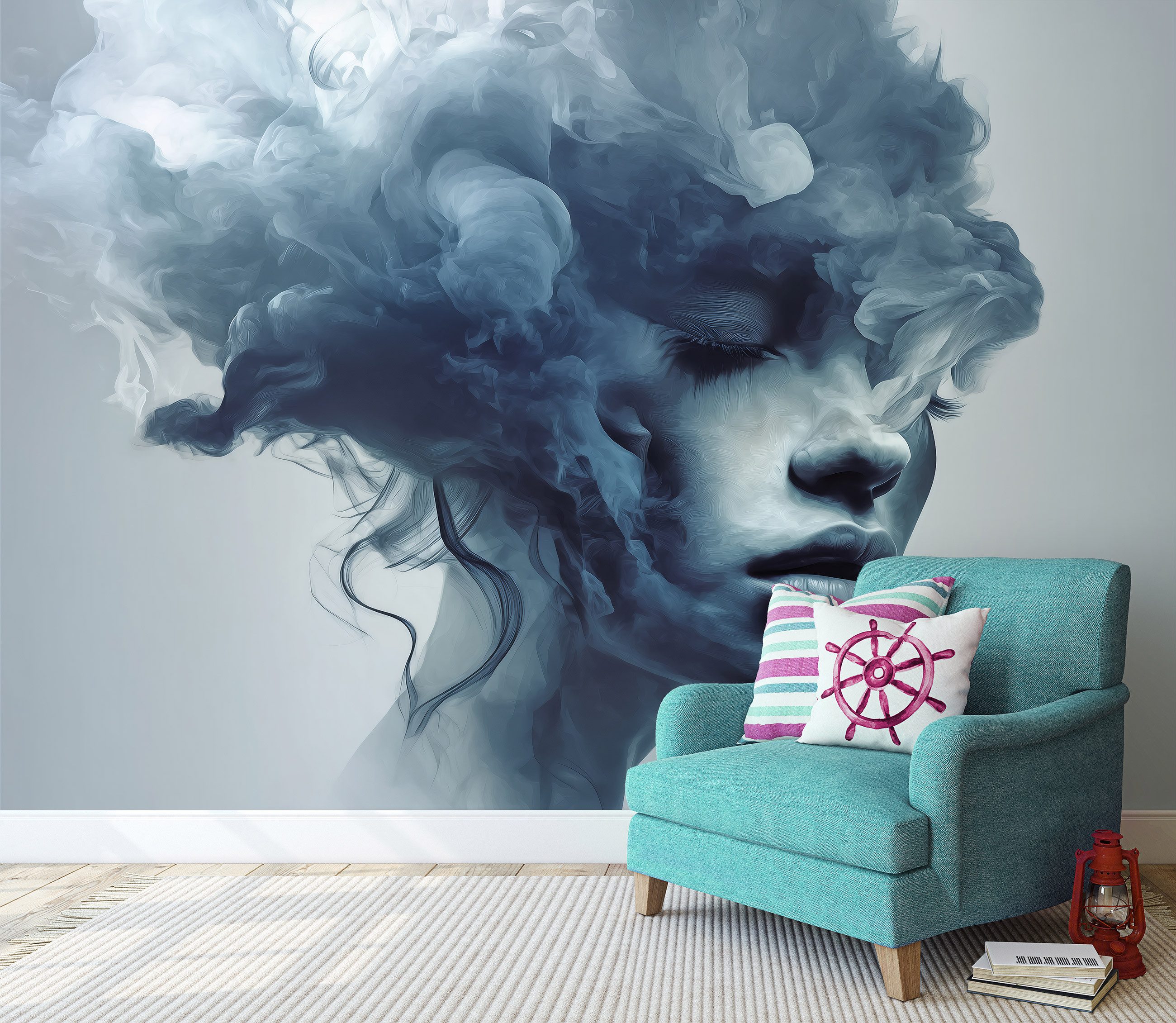 Wallarena Fototapete Frau Gesicht - Mehrfarbig - Modern - Vlies - Wohnzimmer, glatt, (3 St), 150x105cm